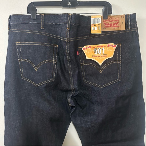 Levi's 501 Button Fly Straight Leg Dark Wash Blue Jeans Mens 40x30 New